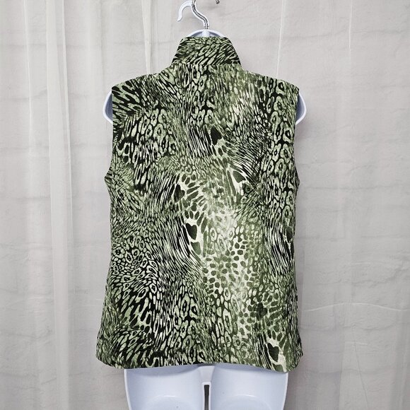 Vintage Cali & York Vest Leopard Mock Neck Zip Green Grunge Punk PM - Picture 7 of 13